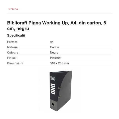 Biblioraft Pigna Working Up, A4, din carton, 8 cm, negru [2]