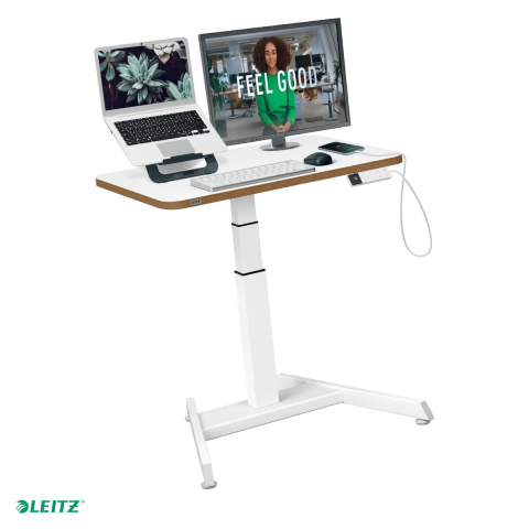 Birou & Ergonomie - Birou ergonomic compact Leitz Ergo, reglabil electric pe inaltime, blat 80x60 cm