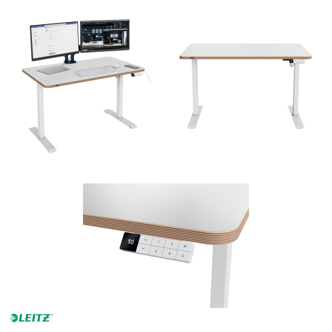 Birou ergonomic Leitz, reglabil electric pe inaltime 72-118 cm, blat 120x70 cm, alb [3]