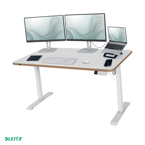 Birou & Ergonomie - Birou ergonomic Leitz, reglabil electric pe inaltime 72-118 cm, blat 140x80 cm, alb