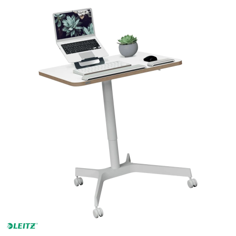 Birou & Ergonomie - Birou ergonomic mobil Leitz Ergo, reglabil pneumatic pe inaltime 75-114 cm, blat 80x60 cm