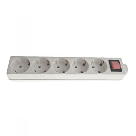 Adaptoare priza - Bloc 5 prize schuko,NS16A,cu intrerupator si protectie,fara fir,alb
