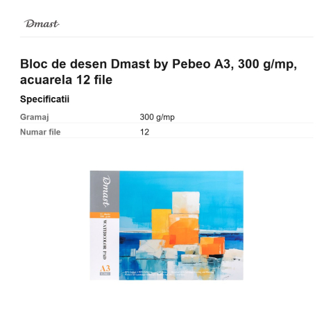 Bloc de desen Dmast by Pebeo A3, 300 g/mp, acuarela 12 file [2]