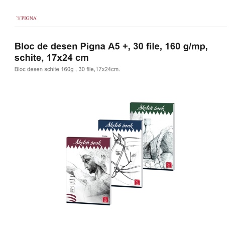 Bloc de desen Pigna A5 +, 30 file, 160 g/mp, schite, 17x24 cm [1]