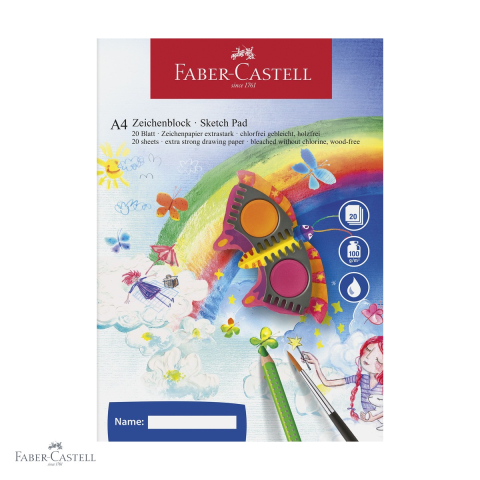 Bloc desen A4 Faber-Castell, 20 file hartie 100g/mp, pentru acuarela si desen artistic [0]