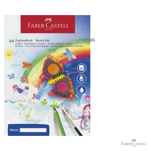 Bloc desen A4 Faber-Castell, 20 file hartie 100g/mp, pentru acuarela si desen artistic [2]