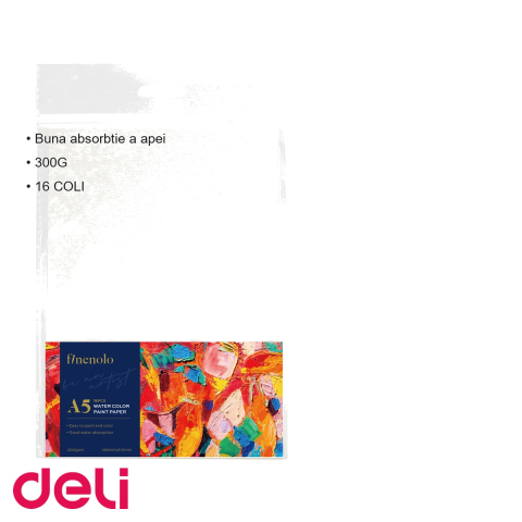 Bloc desen acuarela Deli, format A5, 16 file groase 300 g/mp, pentru pictura si tehnici umede [2]