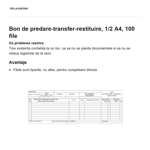Bon de predare-transfer-restituire, 1/2 A4, 100 file [1]