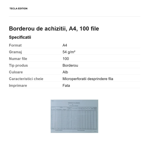 Borderou de achizitii, A4, 100 file [2]