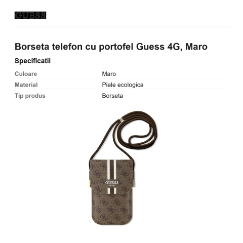 Borseta telefon cu portofel Guess 4G 19 x 12,5 x 2 cm, Maro [2]