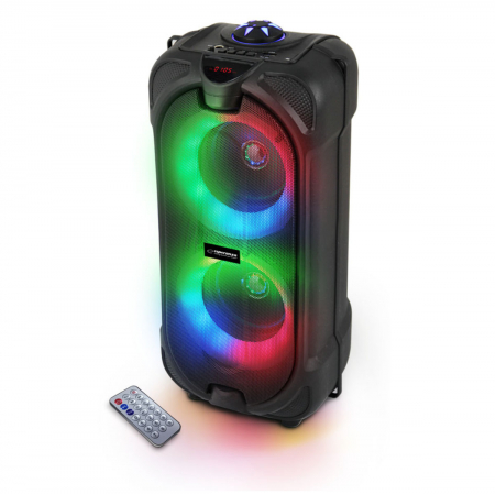 Boxa portabila 10W, Bluetooth 5.0, Aux-in jack 3.5mm, FM Radio, USB, microSD slot, intrare microfon jack 6.35mm, baterie 1800 mAh, telecomanda, TWS, ES-96120, LED RGB [1]