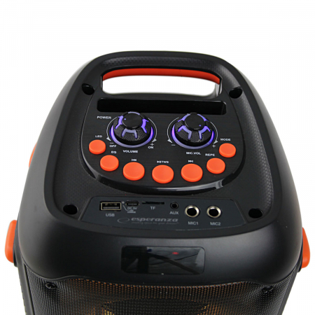 Boxa portabila 20W, Bluetooth 5.0, Aux-in jack 3.5mm, FM Radio, USB, microSD slot, 2 x intrari jack 6.35mm si un microfon karaoke, baterie 2400 mAh, telecomanda, TWS, ES-96119, LED RGB [2]