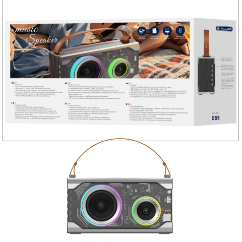 Boxa Portabila Bluetooth JELLICO DS5, Cu Lumini Ambient si Radio FM, Baterie 5000mAh, Suporta USB, Card TF si AUX, pentru Acasa, Calatorie si Petreceri [6]