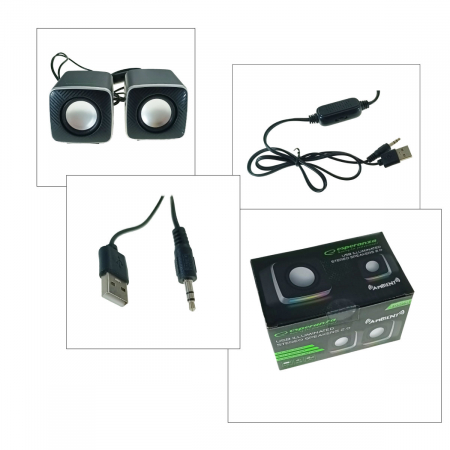 Boxe 2.0 stereo, iluminate LED, USB, 6W, Esperanza Ambient, control volum, negre [3]