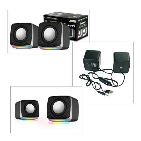 Boxe 2.0 stereo, iluminate LED, USB, 6W, Esperanza Ambient, control volum, negre [4]