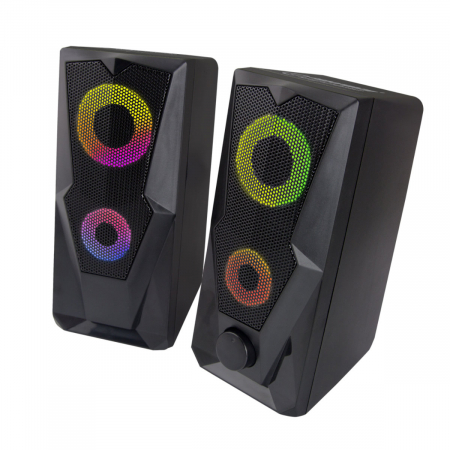 Boxe USB - Boxe 6W USB 2.0 cu LED RGB, Esperanza Rainbow BAILA, cablu 120 cm, control volum, negre