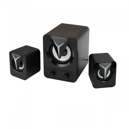 Boxe stereo 2.1, 10W, conectare jack 3.5mm, alimentare USB, Esperanza Rainbow Soprano 95857, iluminare RGB, negre [2]