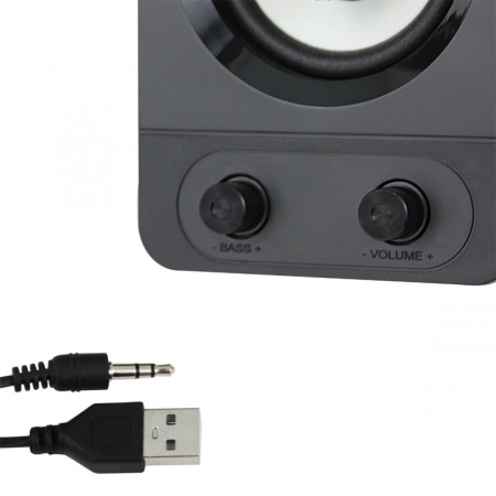 Boxe stereo 2.1, 10W, conectare jack 3.5mm, alimentare USB, Esperanza Rainbow Soprano 95857, iluminare RGB, negre [4]