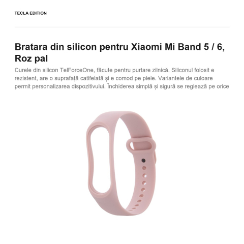 Bratara din silicon pentru Xiaomi Mi Band 5 / 6, Roz pal [1]