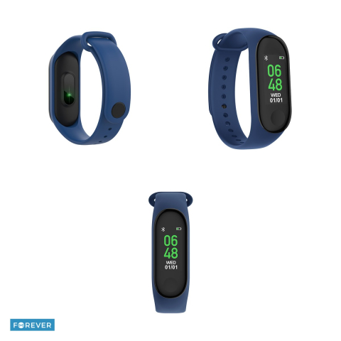 Bratara fitness Forever Forever SB-50, IP65, 90 mAh, curea 245 mm, 80 x 160 px 0,96", Bluetooth, Bleumarin [3]