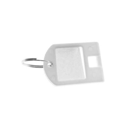Bricolaj - Breloc alb, 40 x 28 mm, cu eticheta de identificare si inel de prindere, Key Ring Tag, din plastic