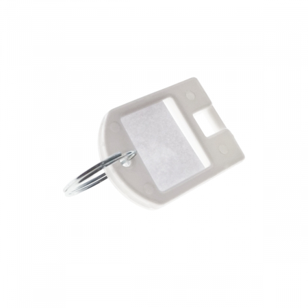 Breloc alb, 40 x 28 mm, cu eticheta de identificare si inel de prindere, Key Ring Tag, din plastic [1]