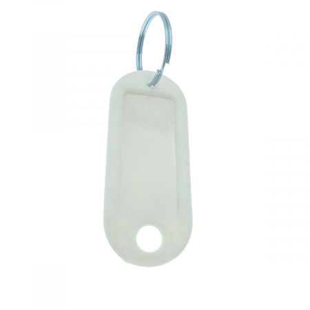 Breloc alb cu eticheta identificare si inel de prindere, Key Ring Tag, 52 x 22 mm, din plastic [3]