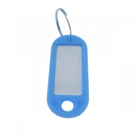Breloc albastru deschis cu eticheta identificare si inel de prindere, Key Ring Tag, 52 x 22 mm, din plastic [1]