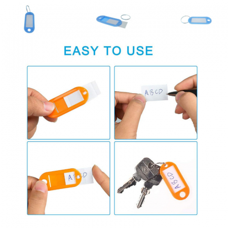 Breloc albastru deschis cu eticheta identificare si inel de prindere, Key Ring Tag, 52 x 22 mm, din plastic [8]