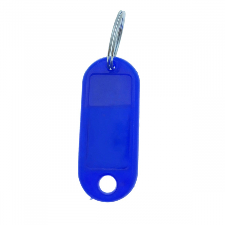 Bricolaj - Breloc albastru intens cu eticheta identificare si inel de prindere, Key Ring Tag, 52 x 22 mm, din plastic
