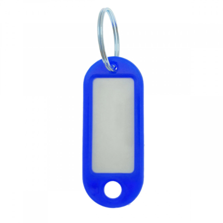 Breloc albastru intens cu eticheta identificare si inel de prindere, Key Ring Tag, 52 x 22 mm, din plastic [2]