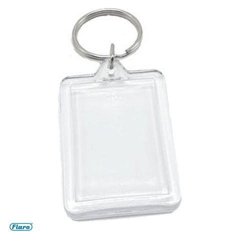 Bricolaj - Breloc dreptunghiular Flaro model I, cu inel si spatiu pentru imagine, 35x24 mm, transparent