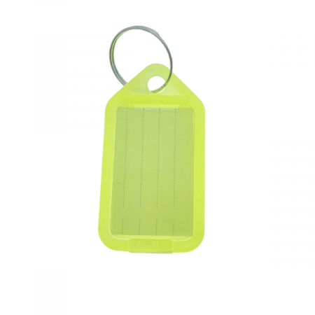 Breloc galben, 55 x 30 mm, cu eticheta identificare si inel de prindere, Key Ring Tag, din plastic [4]