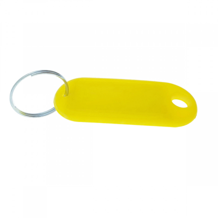 Breloc galben cu eticheta identificare si inel de prindere, Key Ring Tag, 52 x 22 mm, din plastic [2]