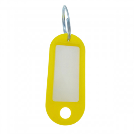 Breloc galben cu eticheta identificare si inel de prindere, Key Ring Tag, 52 x 22 mm, din plastic [3]