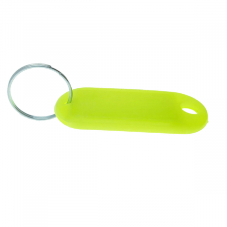 Breloc galben neon cu eticheta identificare si inel de prindere, Key Ring Tag, 52 x 22 mm, din plastic [2]