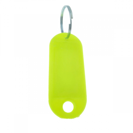 Breloc galben neon cu eticheta identificare si inel de prindere, Key Ring Tag, 52 x 22 mm, din plastic [4]