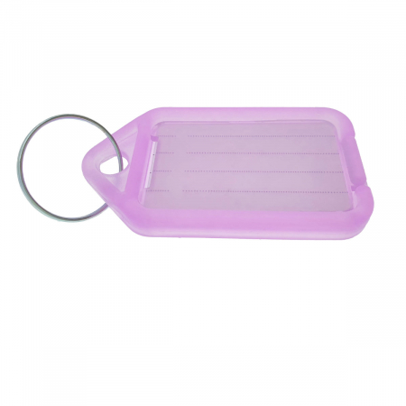 Bricolaj - Breloc mov, 55 x 30 mm, cu eticheta identificare si inel de prindere, Key Ring Tag, din plastic