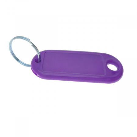 Breloc mov cu eticheta identificare si inel de prindere, Key Ring Tag, 52 x 22 mm, din plastic [2]