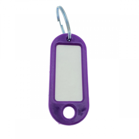 Breloc mov cu eticheta identificare si inel de prindere, Key Ring Tag, 52 x 22 mm, din plastic [3]