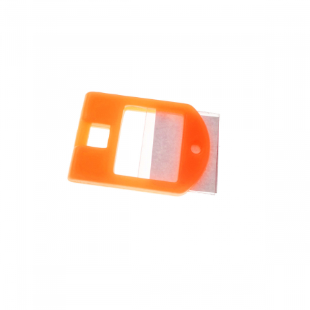 Breloc portocaliu, 40 x 28 mm, cu eticheta de identificare si inel de prindere, Key Ring Tag, din plastic [2]
