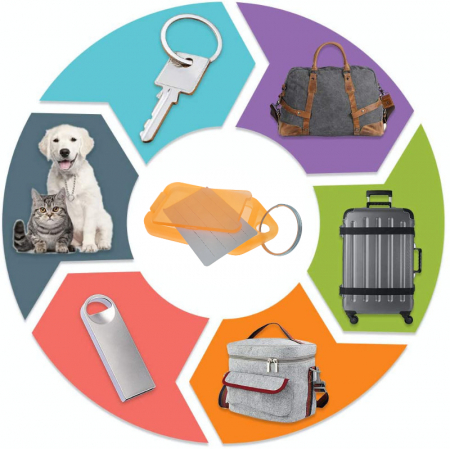 Breloc portocaliu, 55 x 30 mm, cu eticheta identificare si inel de prindere, Key Ring Tag, din plastic [5]