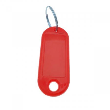 Breloc rosu cu eticheta identificare si inel de prindere, Key Ring Tag, 52 x 22 mm, din plastic [4]