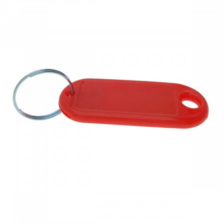 Breloc rosu cu eticheta identificare si inel de prindere, Key Ring Tag, 52 x 22 mm, din plastic [2]