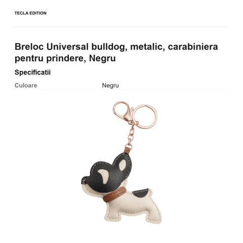 Breloc Universal bulldog, metalic, carabiniera pentru prindere, Negru [2]