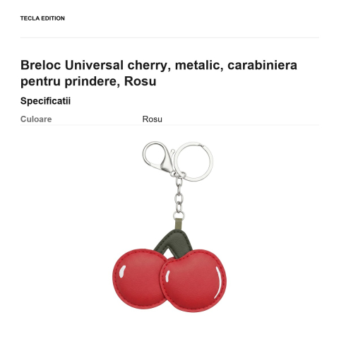 Breloc Universal cherry,  metalic, carabiniera pentru prindere, Rosu [2]