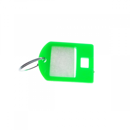 Bricolaj - Breloc verde, 40 x 28 mm, cu eticheta de identificare si inel de prindere, Key Ring Tag, din plastic