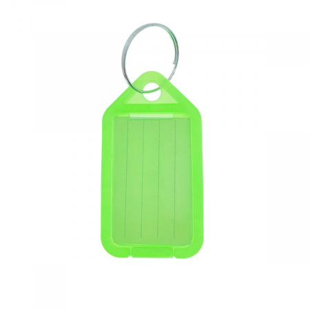 Bricolaj - Breloc verde, 55 x 30 mm, cu eticheta identificare si inel de prindere, Key Ring Tag, din plastic