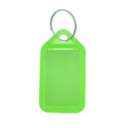 Breloc verde, 55 x 30 mm, cu eticheta identificare si inel de prindere, Key Ring Tag, din plastic [3]