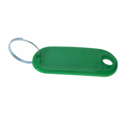 Breloc verde intens cu eticheta identificare si inel de prindere, Key Ring Tag, 52 x 22 mm, din plastic [3]